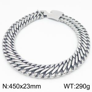 450x23mm Personality High Quality Stainless Steel Chunky Double Mesh Chains Jewelry Necklace for Men - KN285626-KJX