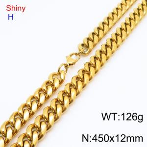 Fashionable and personalized stainless steel 450 × 12mm Cuban chain lobster buckle jewelry hip-hop style charm gold necklace - KN285669-Z