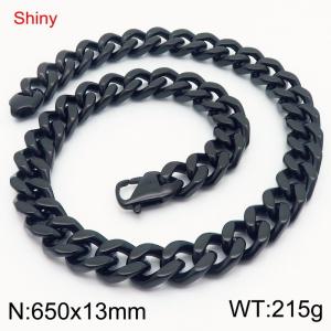 65cm Shiny Stainless Steel 304 Lobster Buckle Cuban Necklace For Men Black Color - KN285701-Z