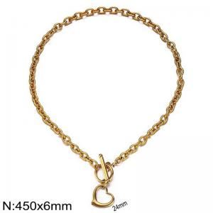 French O-chain stainless steel heart-shaped women's necklace - KN285846-Z