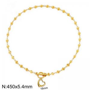 French stainless steel heart-shaped women's OT buckle necklace - KN285849-Z