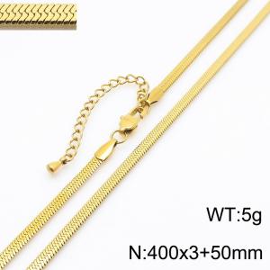 Women's silver 3mm herringbone flat snake chain stainless steel necklace - KN285853-Z