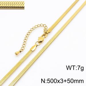 Women's silver 3mm herringbone flat snake chain stainless steel necklace - KN285854-Z