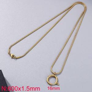 Stainless steel golden round snake chain necklace - KN286008-Z