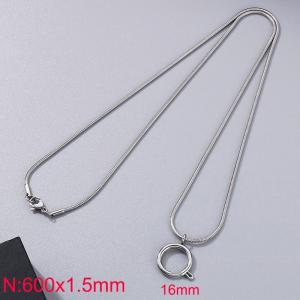 Stainless steel round snake chain necklace - KN286009-Z