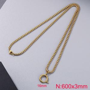 Stainless steel gold square pearl chain necklace - KN286010-Z