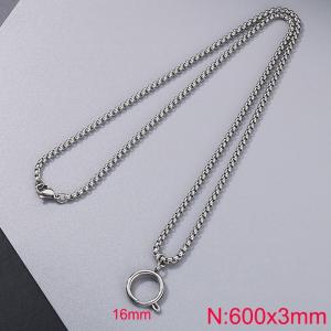 Stainless steel square pearl chain necklace - KN286011-Z