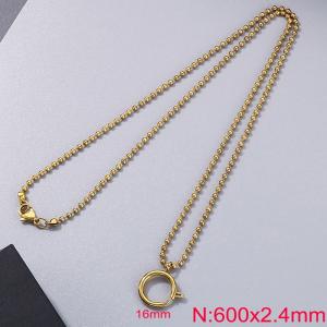 Stainless steel gold round bead chain necklace - KN286012-Z