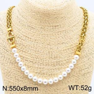 550x8mm Stainless Steel Men's and Women's Double Chain O-shaped Chain Precious Splicing Necklace Jewelry - KN286015-KFC