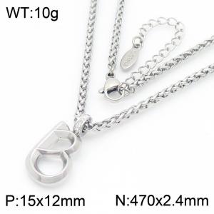 Versatile Letter B Flower Basket Chain Stainless Steel Women's Necklace - KN286136-Z