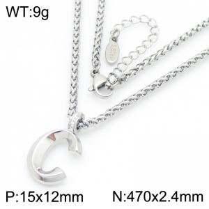 Versatile Letter C Flower Basket Chain Stainless Steel Women's Necklace - KN286137-Z