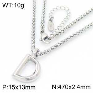 Versatile Letter D Flower Basket Chain Stainless Steel Women's Necklace - KN286138-Z