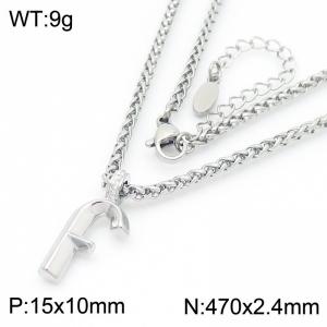 Versatile Letter F Flower Basket Chain Stainless Steel Women's Necklace - KN286140-Z