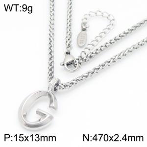 Versatile Letter G Flower Basket Chain Stainless Steel Women's Necklace - KN286141-Z