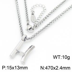 Versatile Letter H Flower Basket Chain Stainless Steel Women's Necklace - KN286142-Z