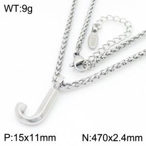 Versatile Letter J Flower Basket Chain Stainless Steel Women's Necklace - KN286144-Z