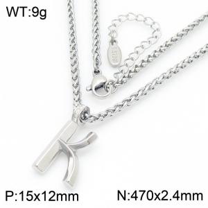 Versatile Letter K Flower Basket Chain Stainless Steel Women's Necklace - KN286145-Z