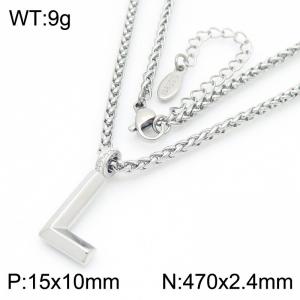 Versatile Letter L Flower Basket Chain Stainless Steel Women's Necklace - KN286146-Z