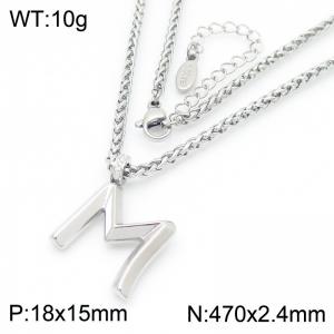 Versatile Letter M Flower Basket Chain Stainless Steel Women's Necklace - KN286147-Z