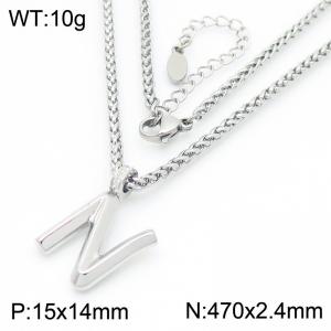 Versatile Letter N Flower Basket Chain Stainless Steel Women's Necklace - KN286148-Z