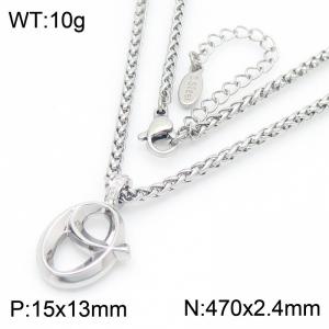 Versatile Letter O Flower Basket Chain Stainless Steel Women's Necklace - KN286149-Z