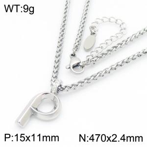 Versatile Letter P Flower Basket Chain Stainless Steel Women's Necklace - KN286150-Z