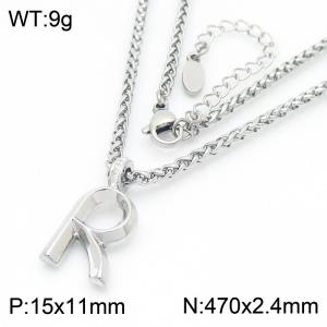 Versatile Letter R Flower Basket Chain Stainless Steel Women's Necklace - KN286152-Z