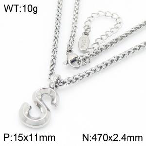 Versatile Letter S Flower Basket Chain Stainless Steel Women's Necklace - KN286153-Z