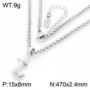 Versatile Letter t Flower Basket Chain Stainless Steel Women's Necklace - KN286154-Z