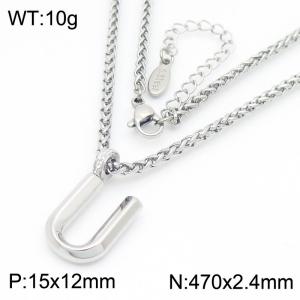 Versatile Letter U Flower Basket Chain Stainless Steel Women's Necklace - KN286155-Z