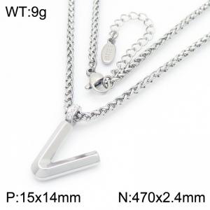 Versatile Letter V Flower Basket Chain Stainless Steel Women's Necklace - KN286156-Z