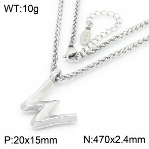 Versatile Letter W Flower Basket Chain Stainless Steel Women's Necklace - KN286157-Z