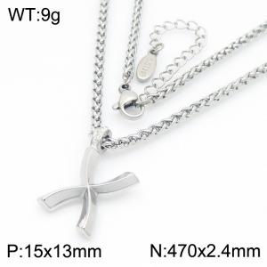 Versatile Letter X Flower Basket Chain Stainless Steel Women's Necklace - KN286158-Z