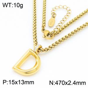 47cm Gold Color Stainless Steel Capital Letters D Basket Chain Necklace For Women Men - KN286164-Z