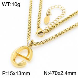 47cm Gold Color Stainless Steel Letters e Basket Chain Necklace For Women Men - KN286165-Z