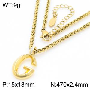 47cm Gold Color Stainless Steel Capital Letters G Basket Chain Necklace For Women Men - KN286167-Z