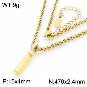 47cm Gold Color Stainless Steel Letters i Basket Chain Necklace For Women Men - KN286169-Z