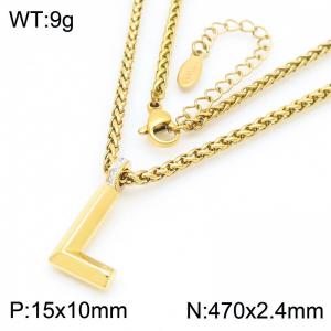 47cm Gold Color Stainless Steel Capital Letters L Basket Chain Necklace For Women Men - KN286172-Z