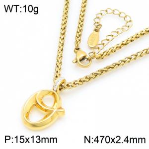 47cm Gold Color Stainless Steel Capital Letters O Basket Chain Necklace For Women Men - KN286175-Z