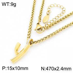 47cm Gold Color Stainless Steel Letters y Basket Chain Necklace For Women Men - KN286185-Z