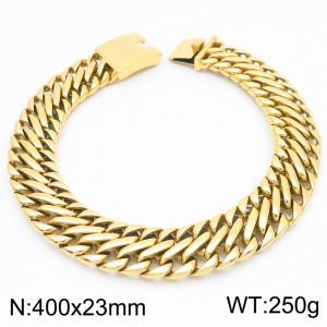 400x23mm Wide Chunky Chain 18k Gold Plated Stainless Steel Jewelry Necklaces for Men - KN286224-KJX