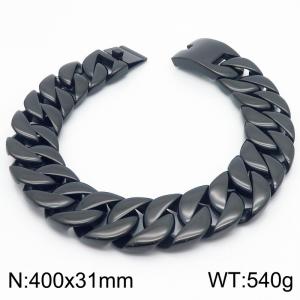 400x31mm Wide Cuban Chain Black Plated Stainless Steel Chunky Necklaces Heavy Jewelry for Men - KN286244-KJX
