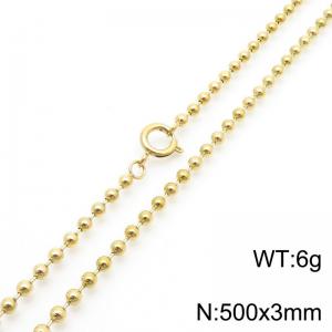 3mm Link Chain Stainless Steel Beads Bracelet Gold Color - KN286252-Z