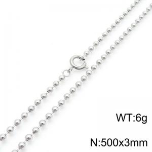 3mm Link Chain Stainless Steel Beads Bracelet Silver Color - KN286253-Z