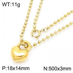 3mm Link Chain Stainless Steel Beads Bracelet With Lock Gold Color - KN286256-Z