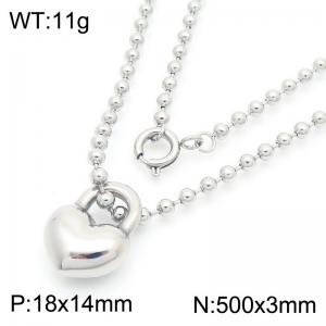3mm Link Chain Stainless Steel Beads Bracelet With Lock Silver Color - KN286257-Z