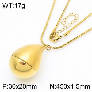 European and American fashion personality stainless steel creative hook hanging chubby droplet shaped women's temperament necklace - KN286379-Z