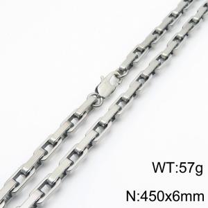 450mm Rectangle Link Chain Stainless Steel Necklace Steel Color - KN286385-Z