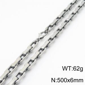 500mm Rectangle Link Chain Stainless Steel Necklace Steel Color - KN286393-Z