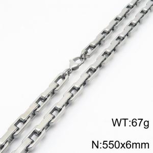 550mm Rectangle Link Chain Stainless Steel Necklace Steel Color - KN286394-Z